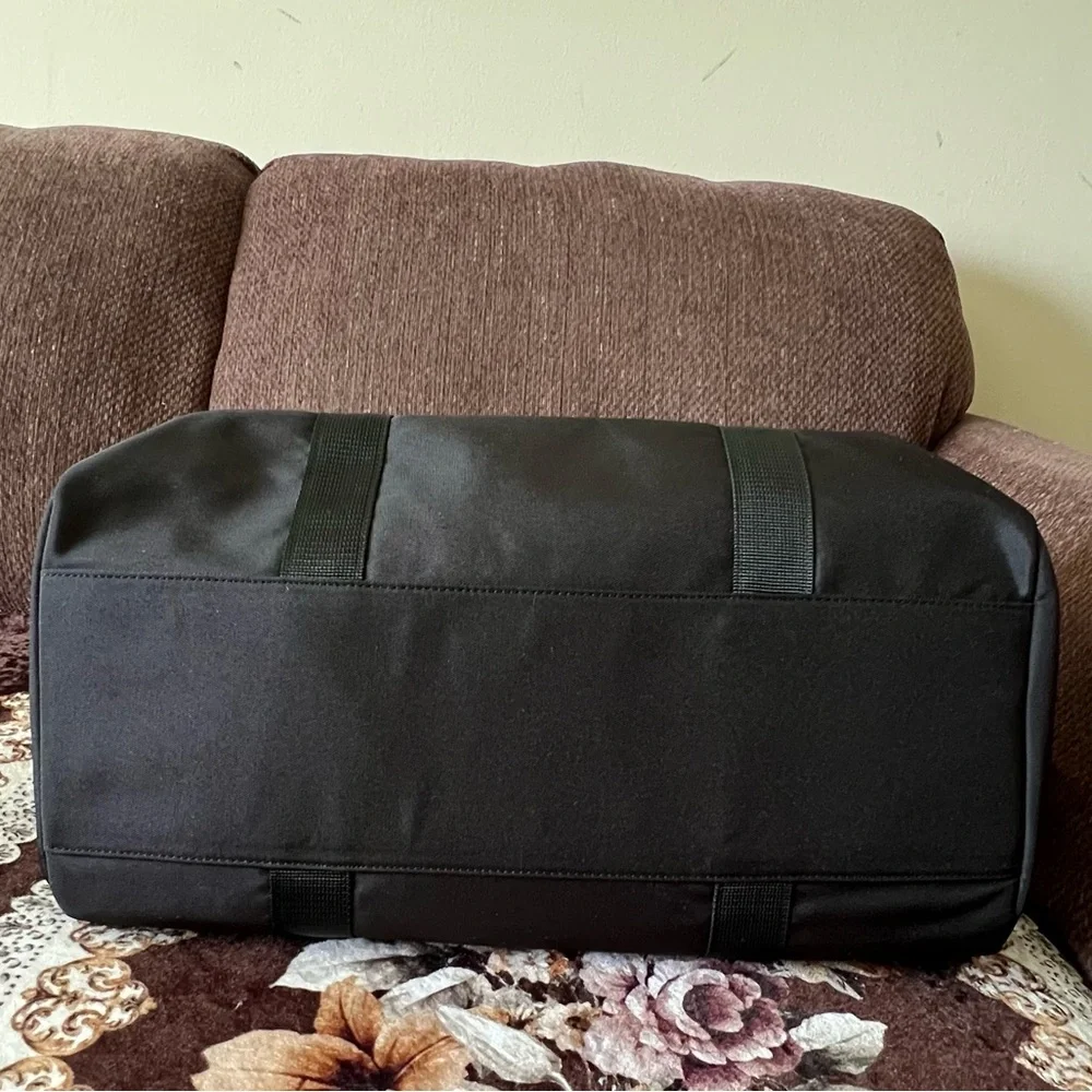 MICHAEL KORS Black Barrel Nylon Detachable Strap Silver-Tone Hardware Duffle Bag